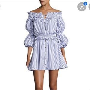 Caroline Constas Striped Peasant Dress